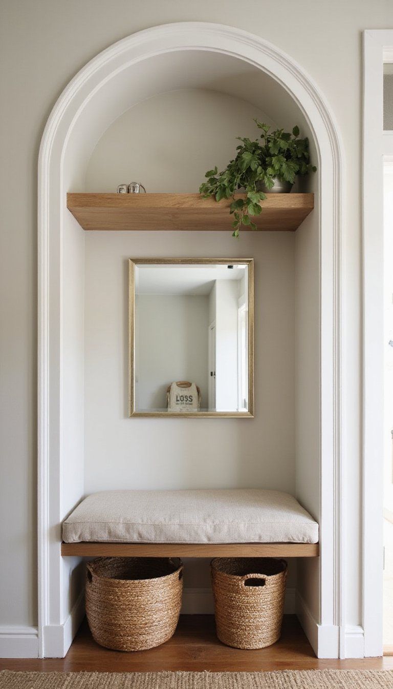Low Profile Bench Niche For Entryway Seating