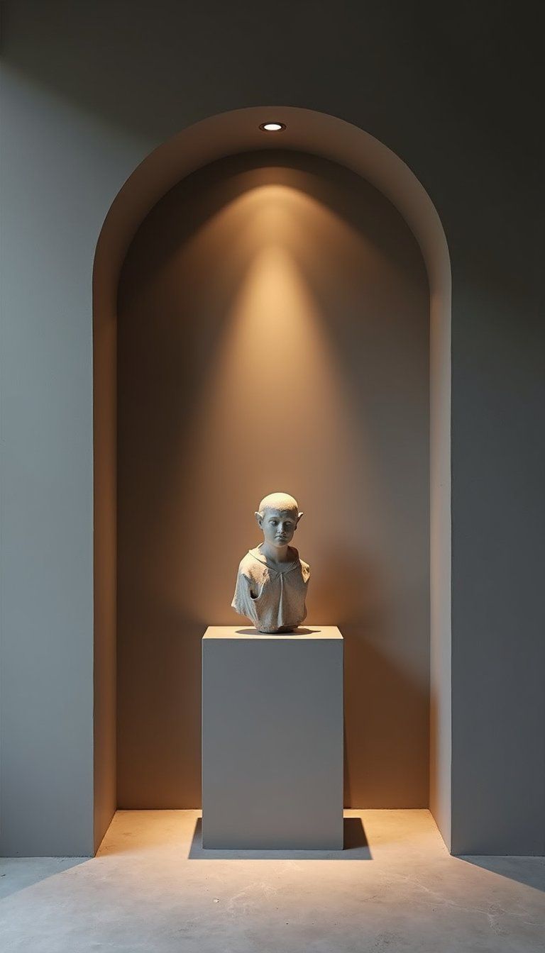 Sculptural Object Display On Hidden Lighting Platforms