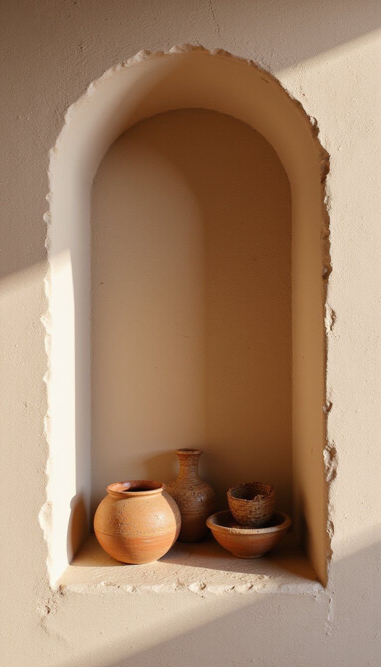 Textured Plaster Niche In Warm Neutral Tones