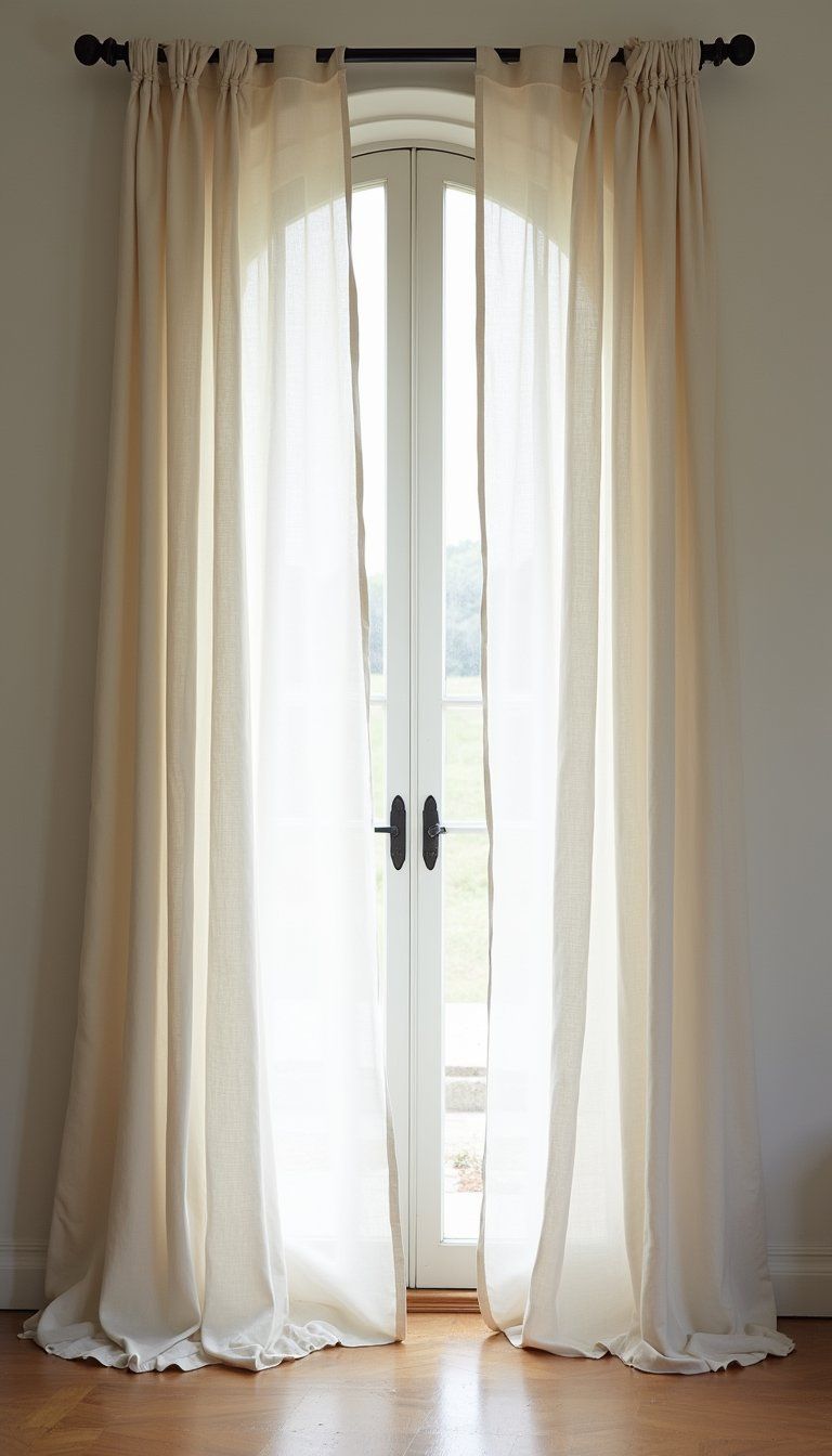 Arched Doorway With Sheer Curtains For Soft Privacy