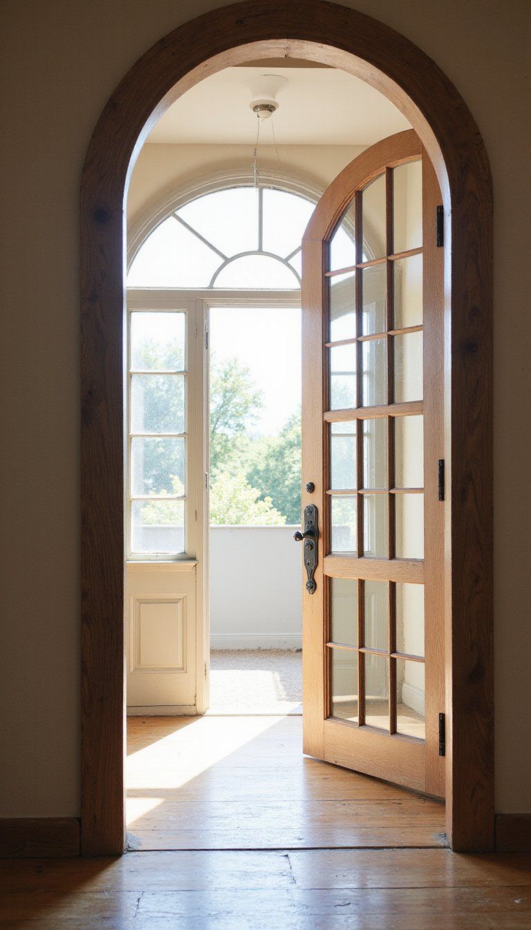 Glass Pane Arched Door To Let Light Pour