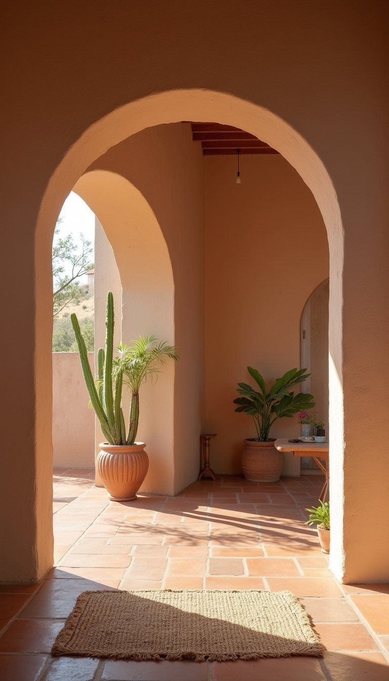 Mediterranean Stucco Archway With Textured Paint Finish