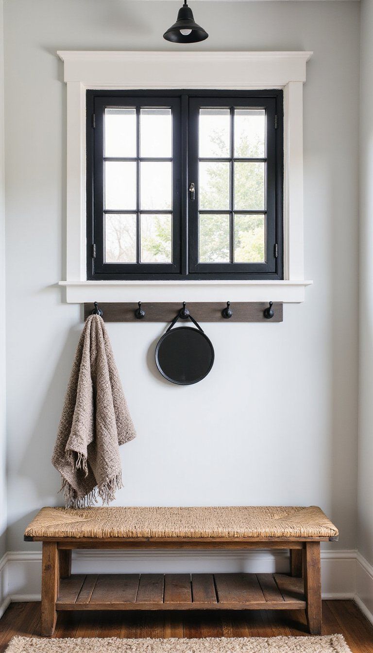Black Frames Accent Entryway With Statement Bench