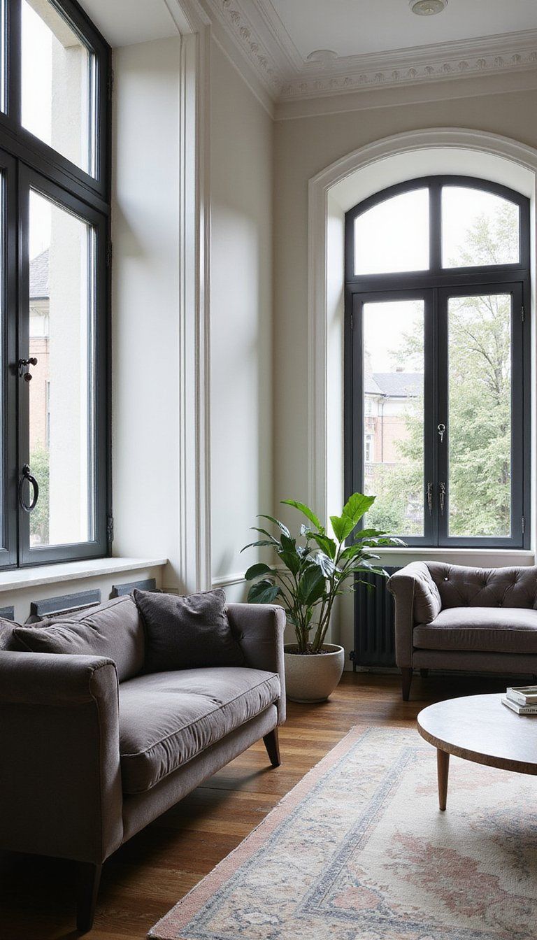 Black Frames And Marble Sills For Classic Elegance