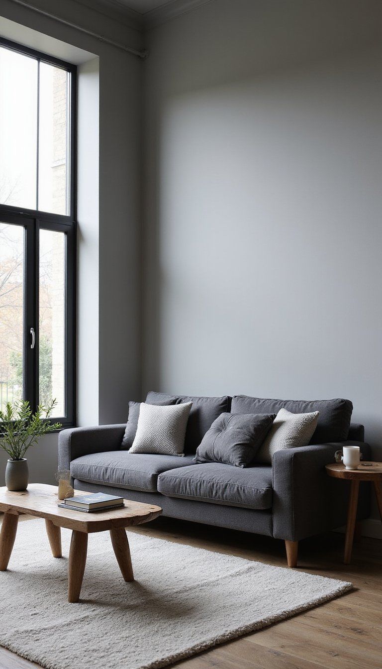 Minimal Monochrome Living Room With Black Frames