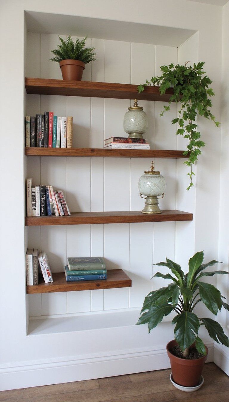 Floating Shelf Integration With Board And Batten Backdrop