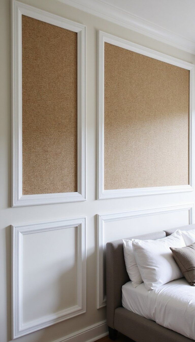 Textured Wallpaper Insert Between Battens For Interest