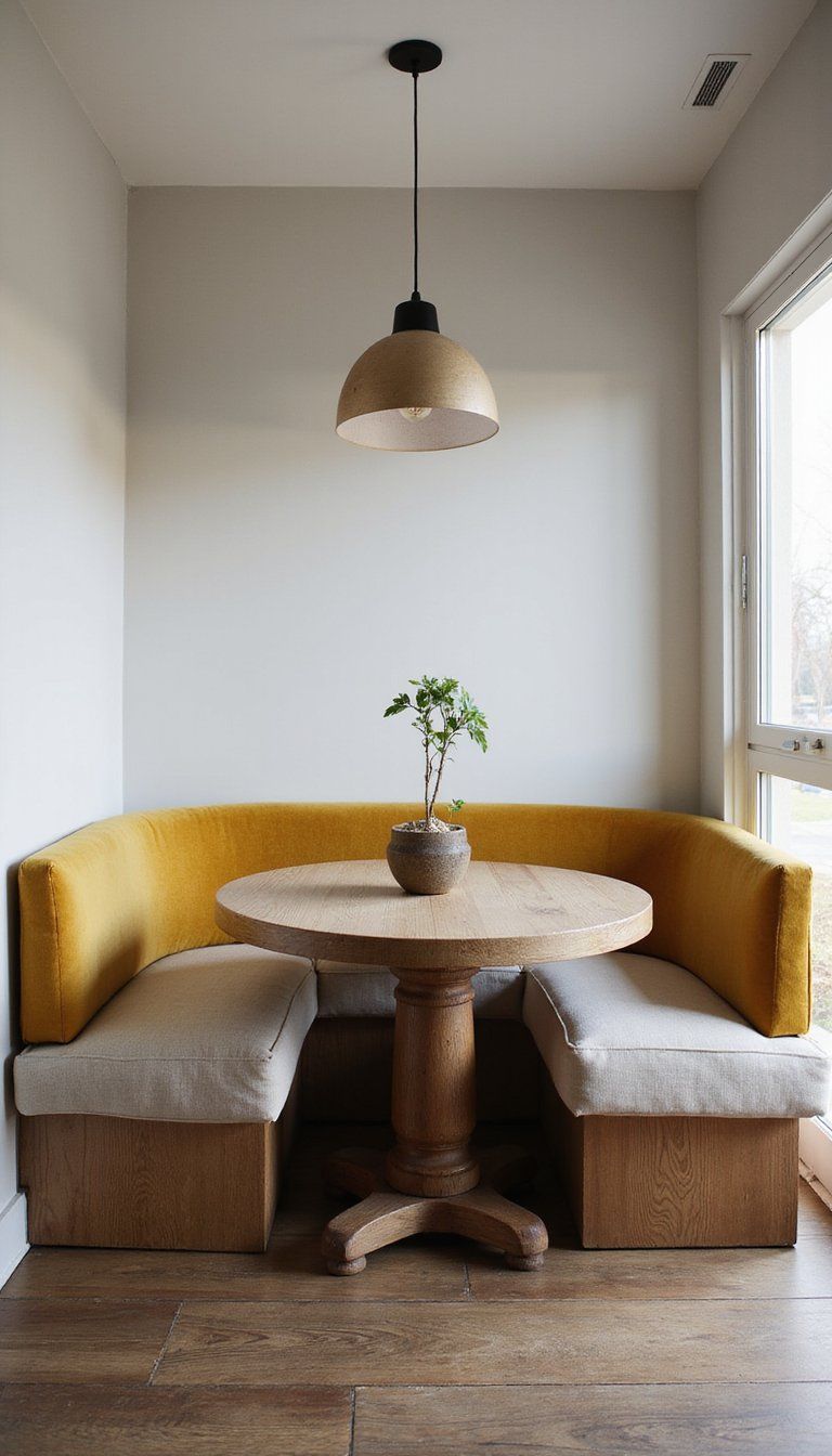 Dining Room Banquette With Two-Tone Upholstery