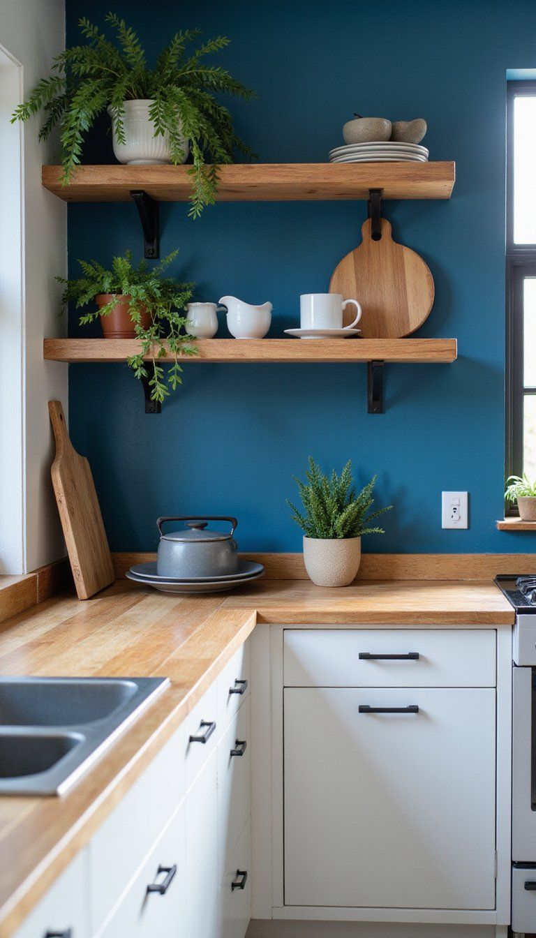 Floating Shelves With Painted Backdrops