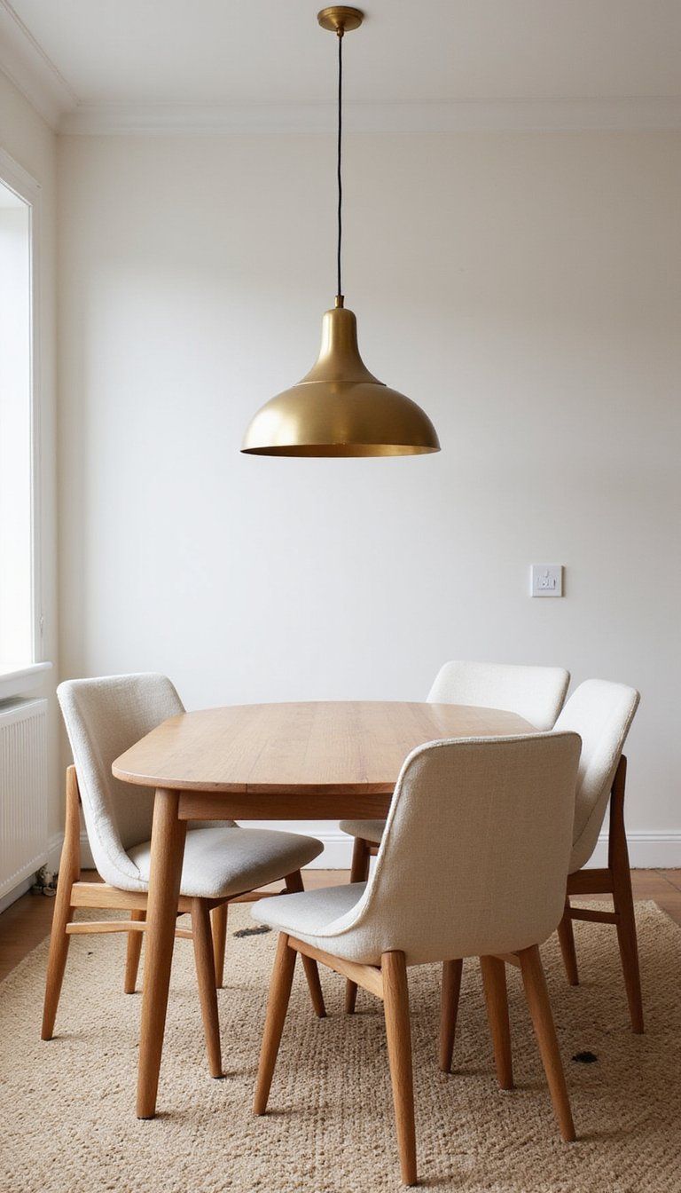 Matte Brass Pendant Light Over Dining Table
