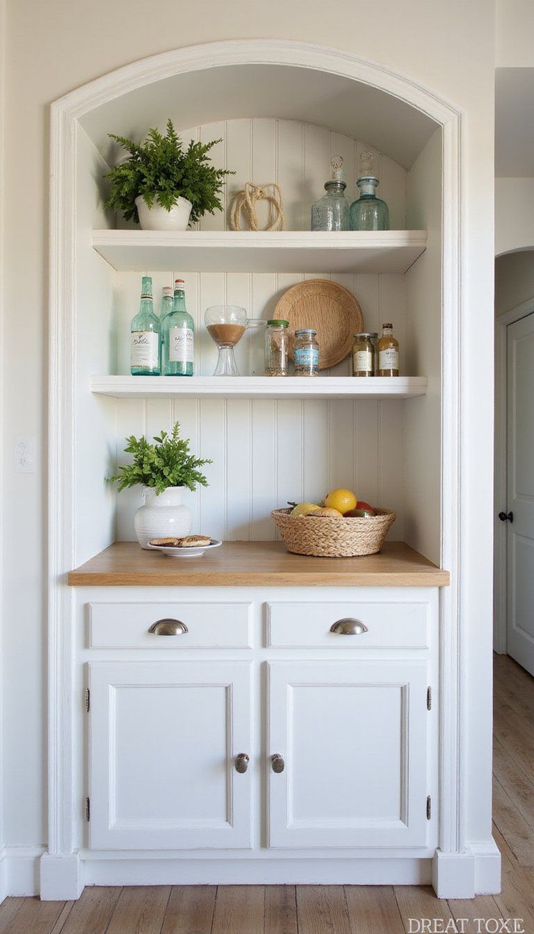Coastal Nautical Built-In Bar With Rope Details