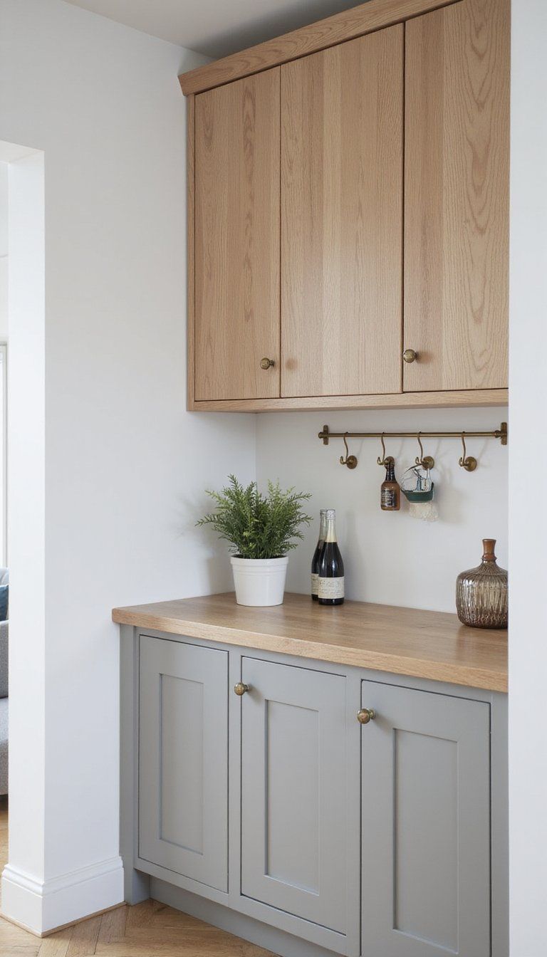Scandinavian Light Oak Minimalist Bar Nook With Calm