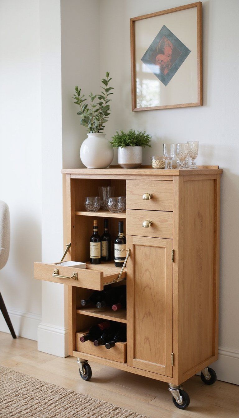 Studio-Sized Built-In Bar Cart Alternative For Small Spaces