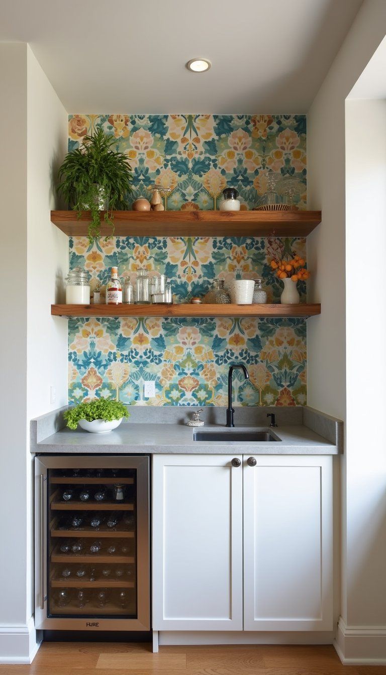 Tile-Backed Colorful Bar Nook For Entertaining Style