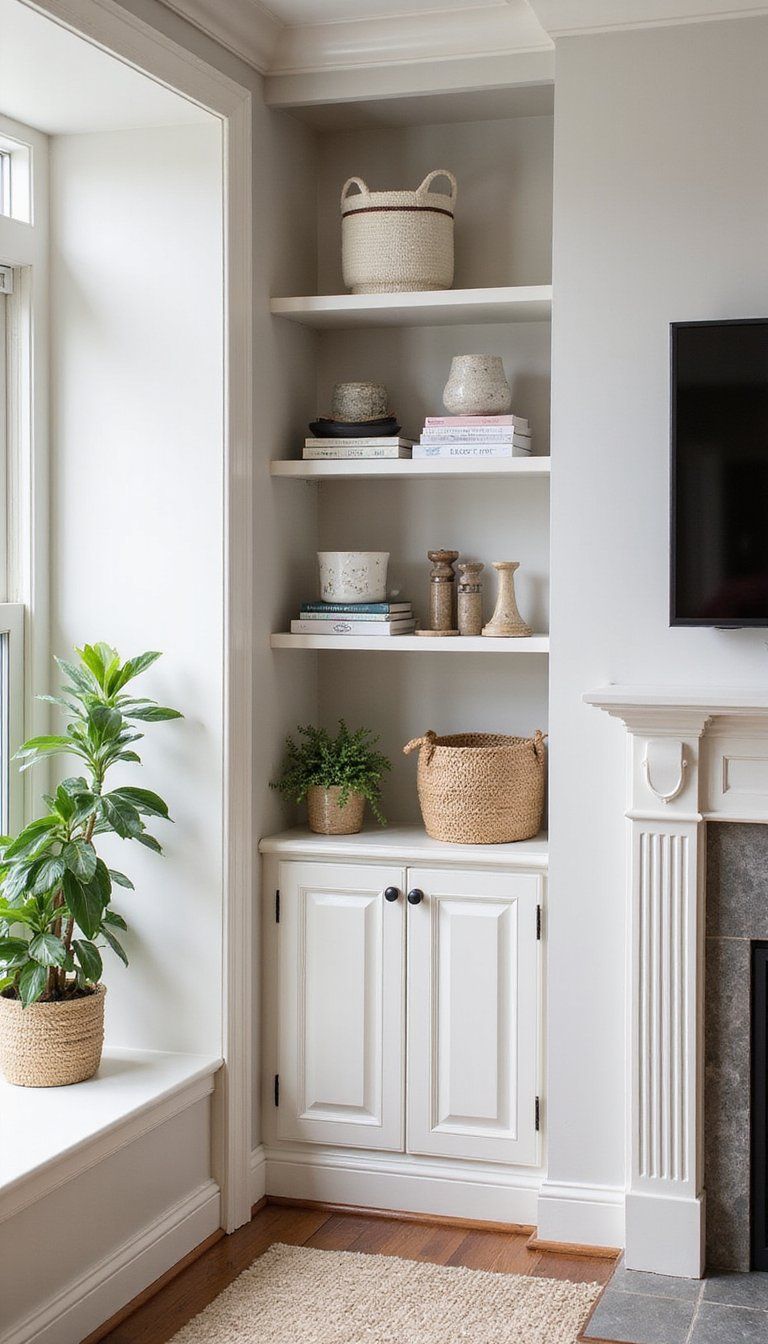 Corner Built-In Shelves Maximizing Small Spaces