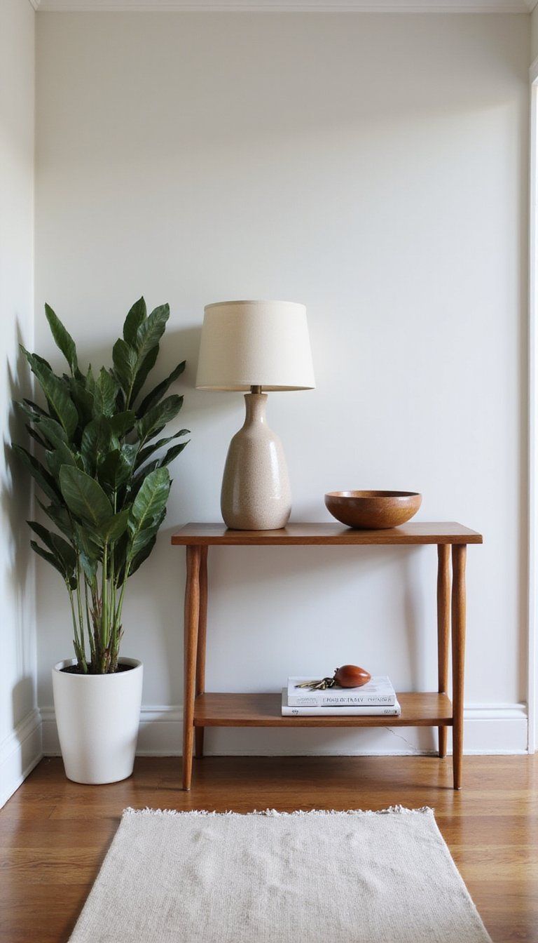 Statement Ceramic Lamp On Console With Greenery