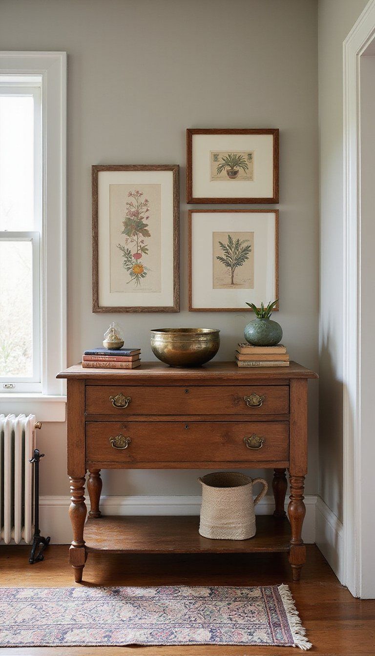 Vintage Console With Curated Flea Market Finds