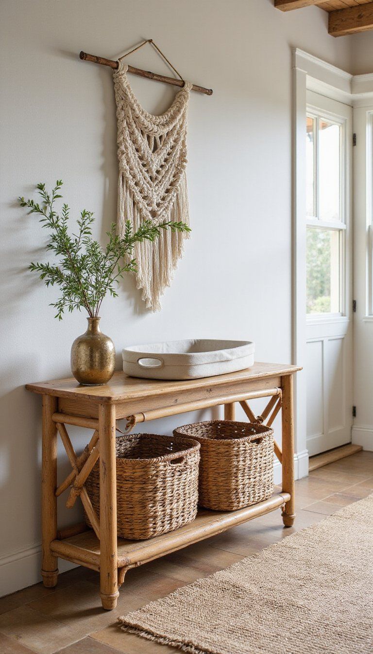 Woven Rattan Console For Warm Boho Vibes
