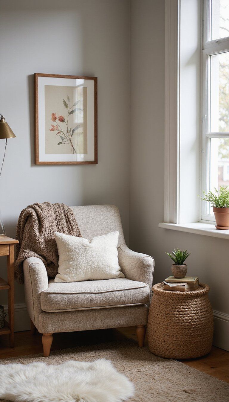 Cozy Reading Nook Office With Layered Throws