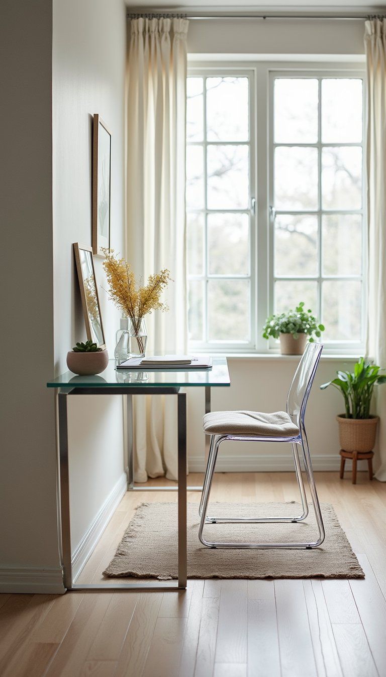 Glass Top Desk For Visual Lightness