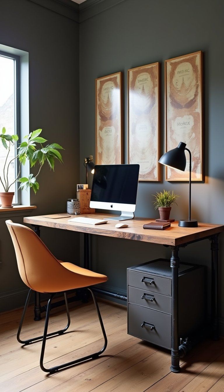Industrial Pipe Desk With Reclaimed Wood Top