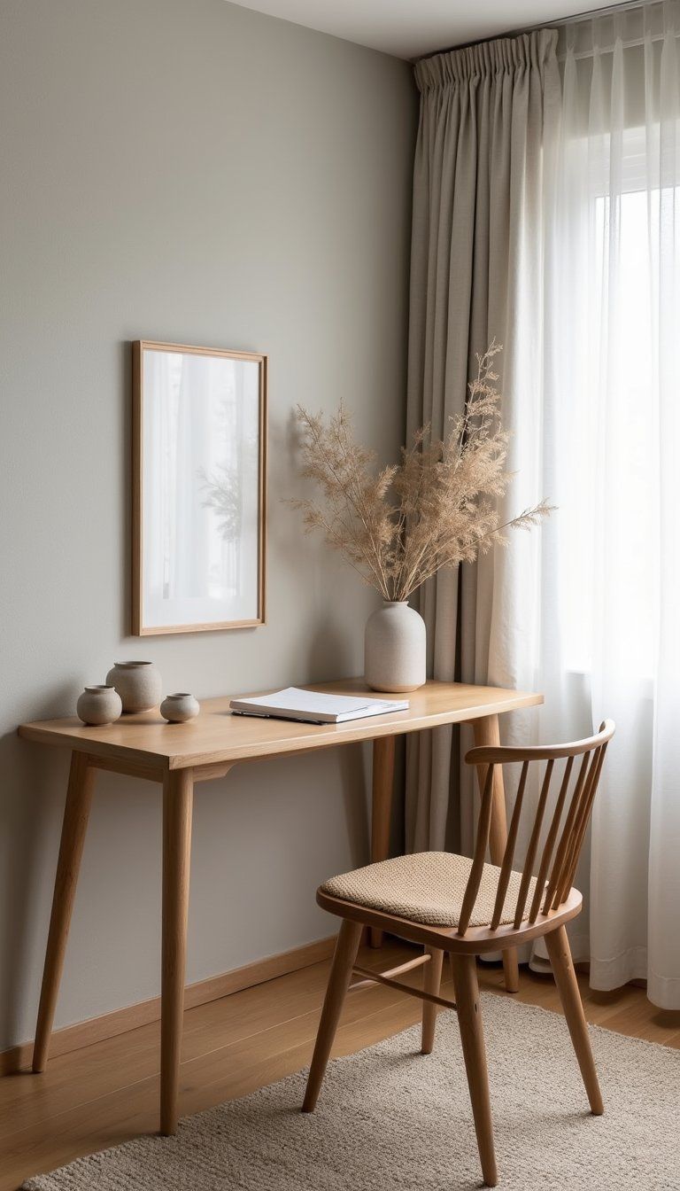 Japandi Calm Workspace With Natural Tones