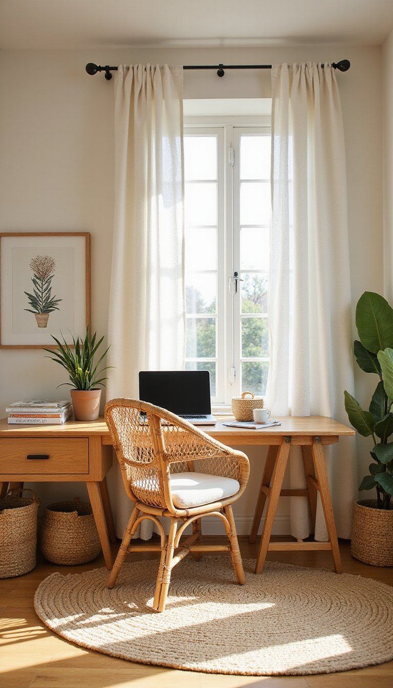 Woven Texture Office With Rattan Accents