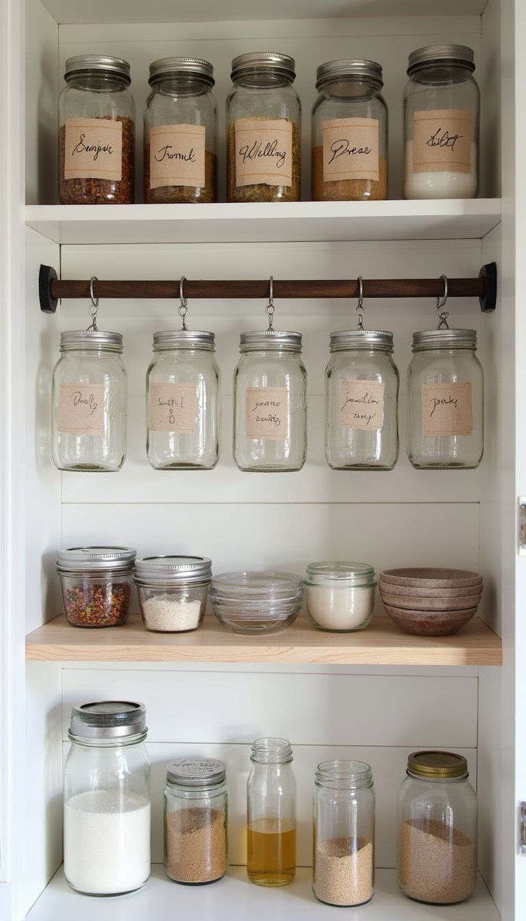 Hanging Mason Jars For Small Item Storage