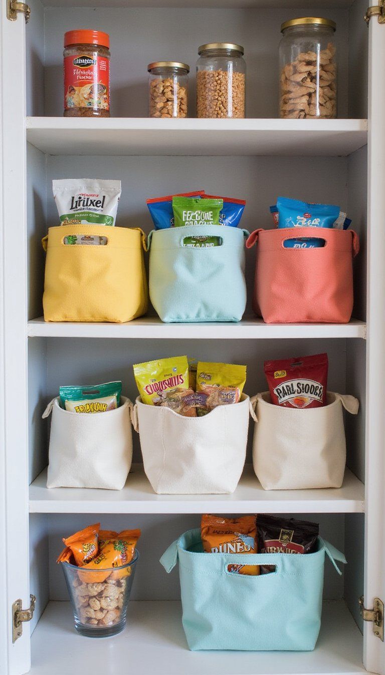 Snack Baskets Organized By Height For Kids