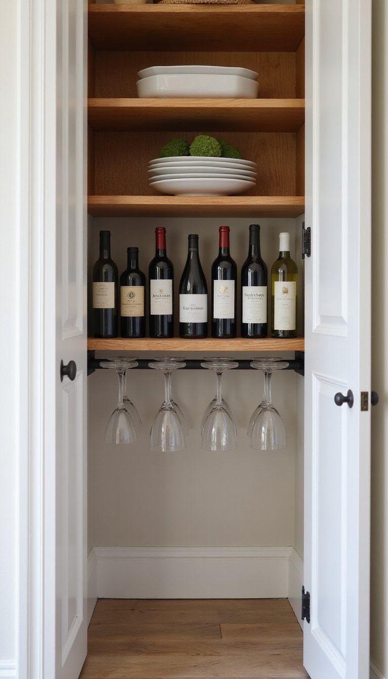Under-Shelf Hangers For Wine And Stemware