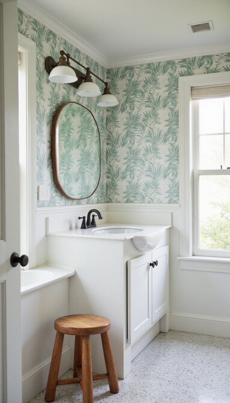 Coastal Palm Wallpaper For A Tropical Bath Retreat