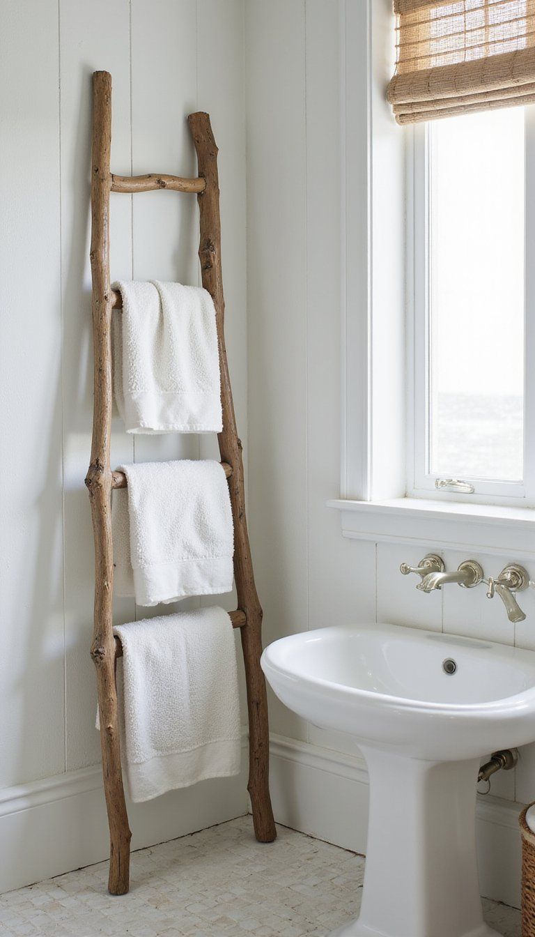 Driftwood Ladder For Towels And Decorative Hanging