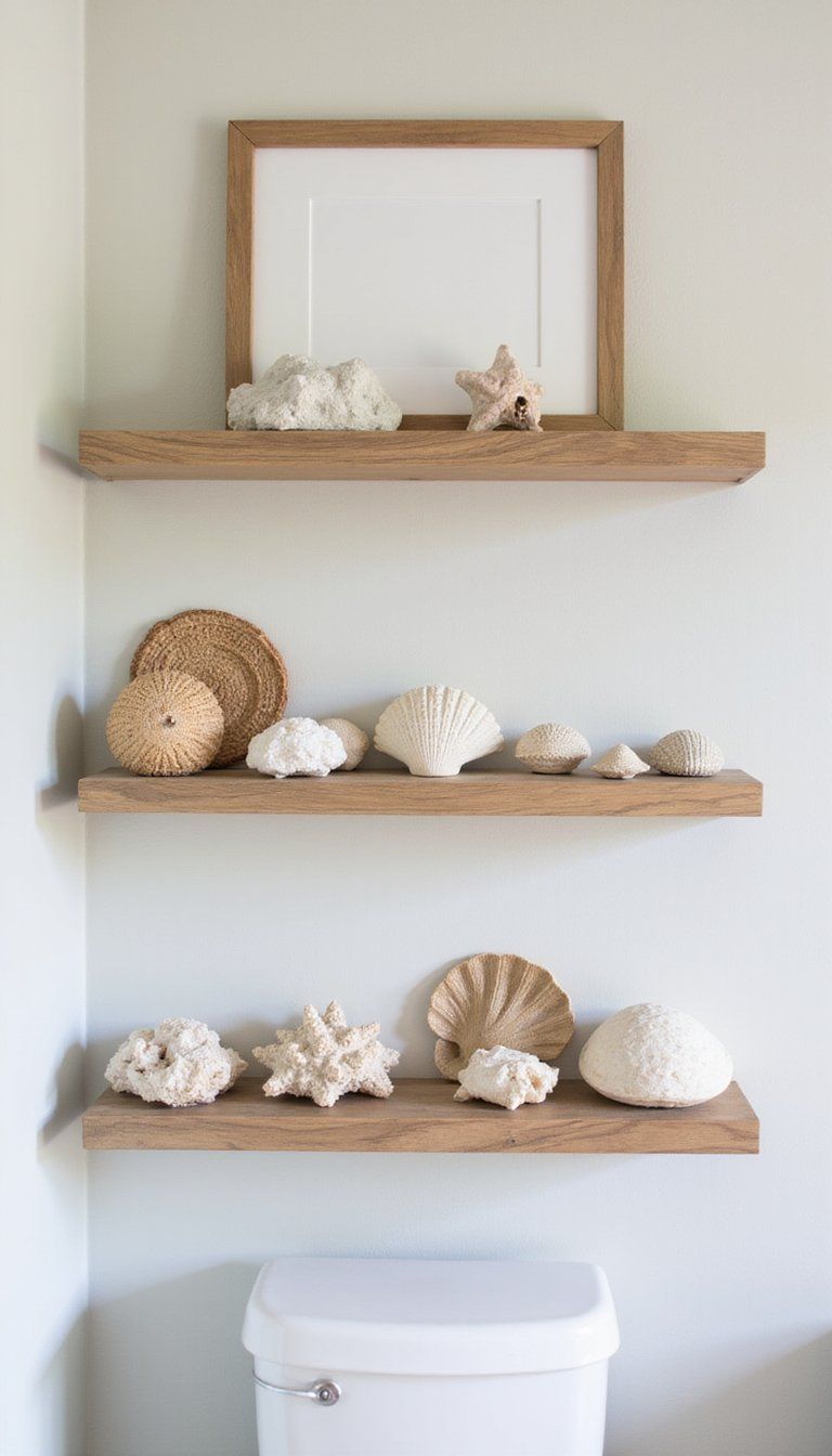 Shell And Coral Display Shelves With Curated Touches