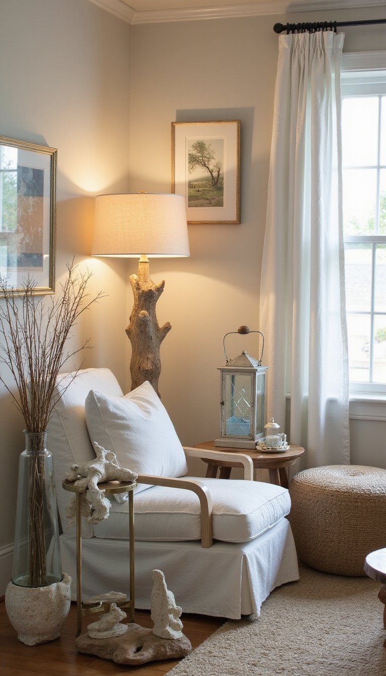 Layered Lighting With Table Lamps And Floor Lanterns