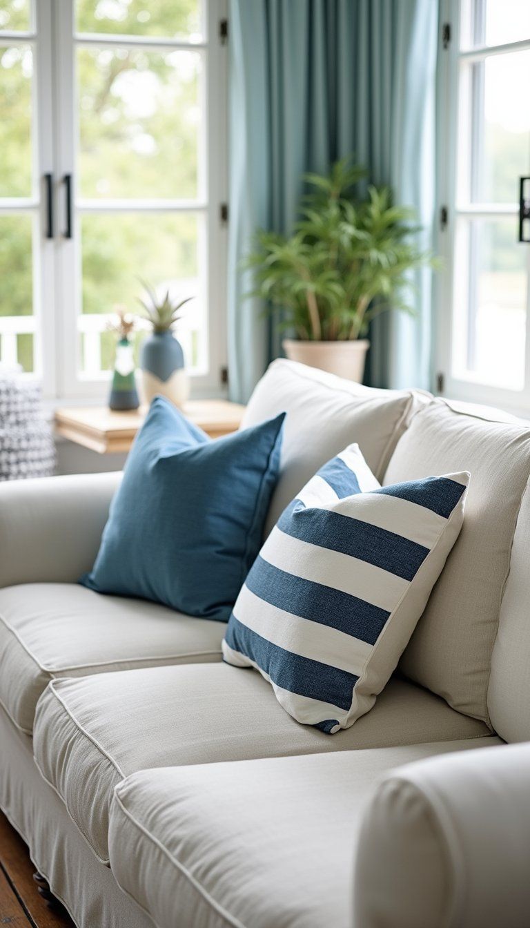 Nautical Stripe Accent Pillows For Fresh Contrast
