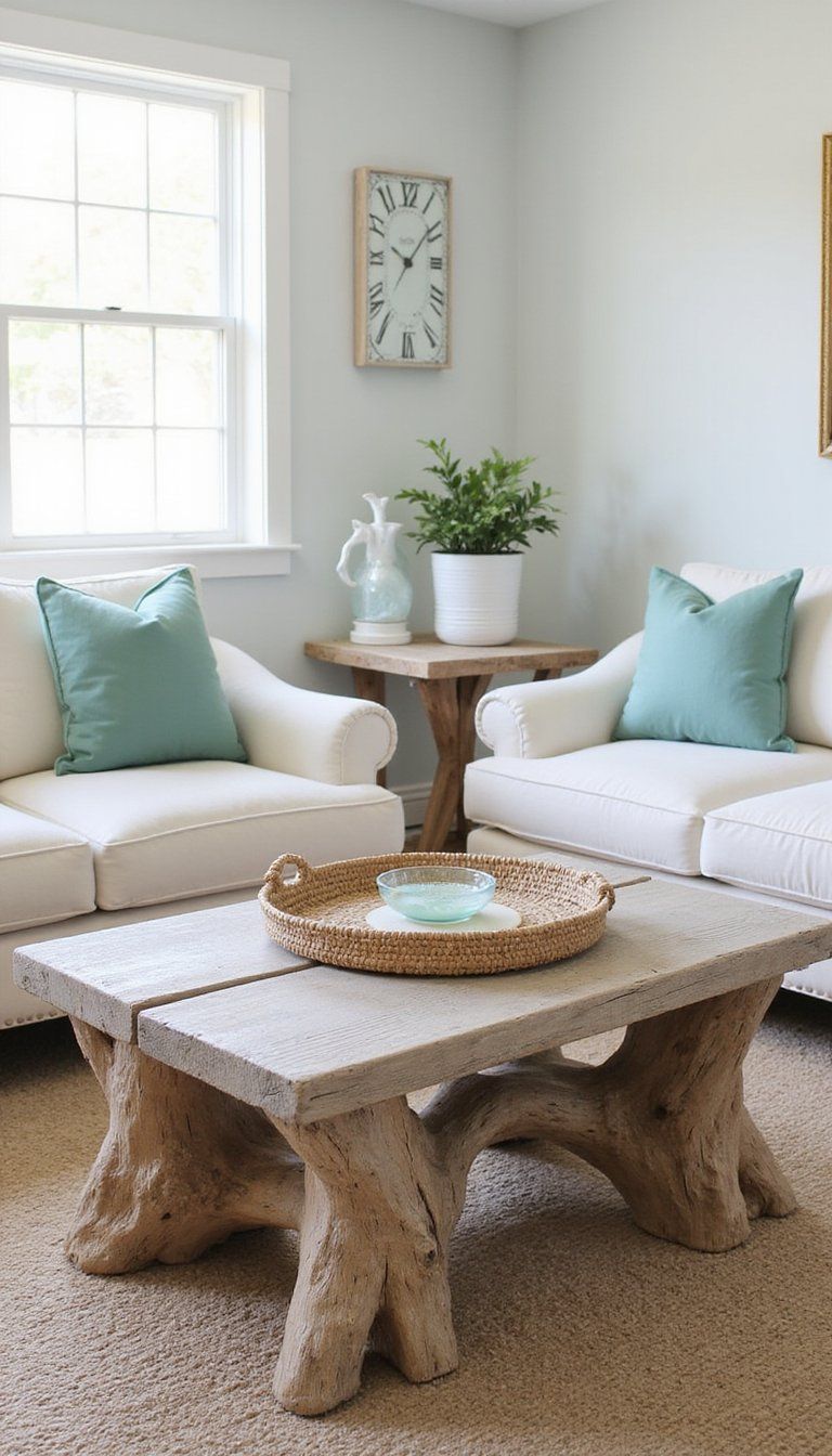 Weathered Driftwood Coffee Table With Patina