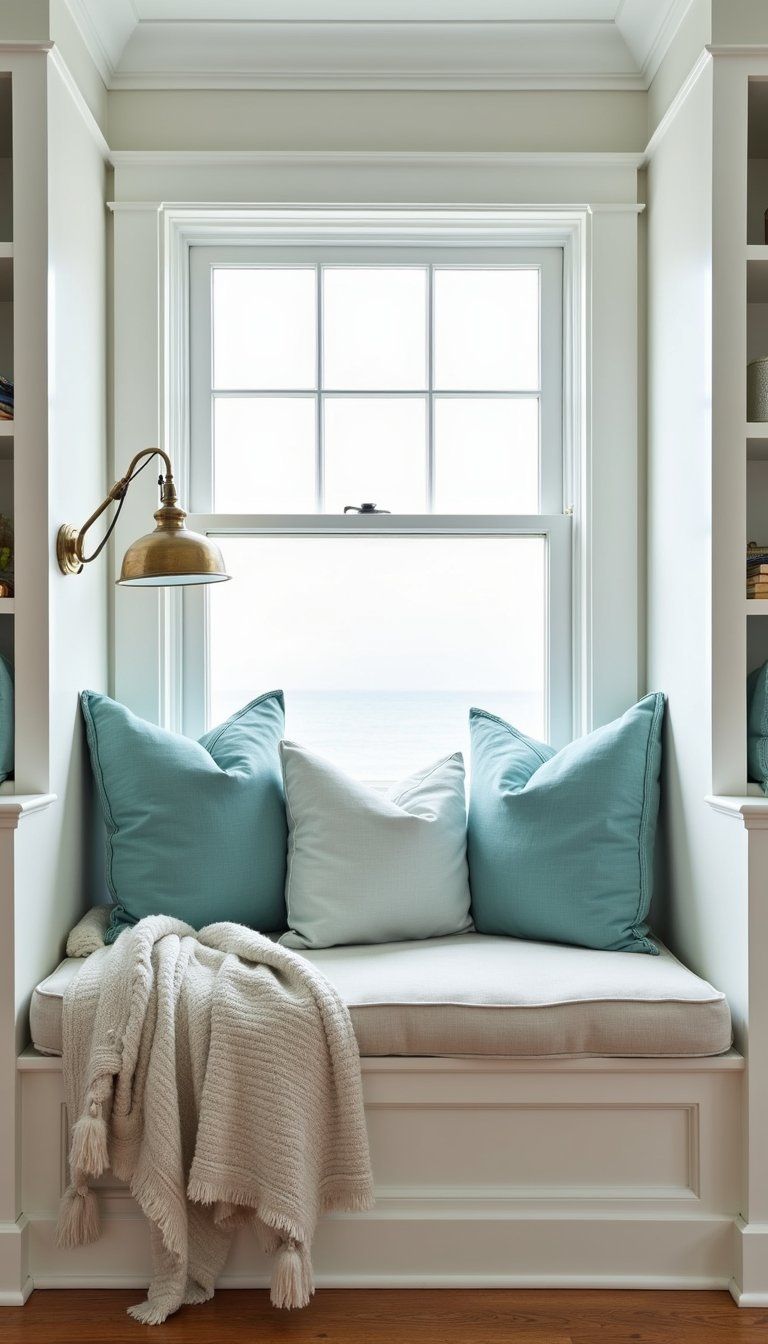 Window Seat Daybed With Sea Glass Pillows