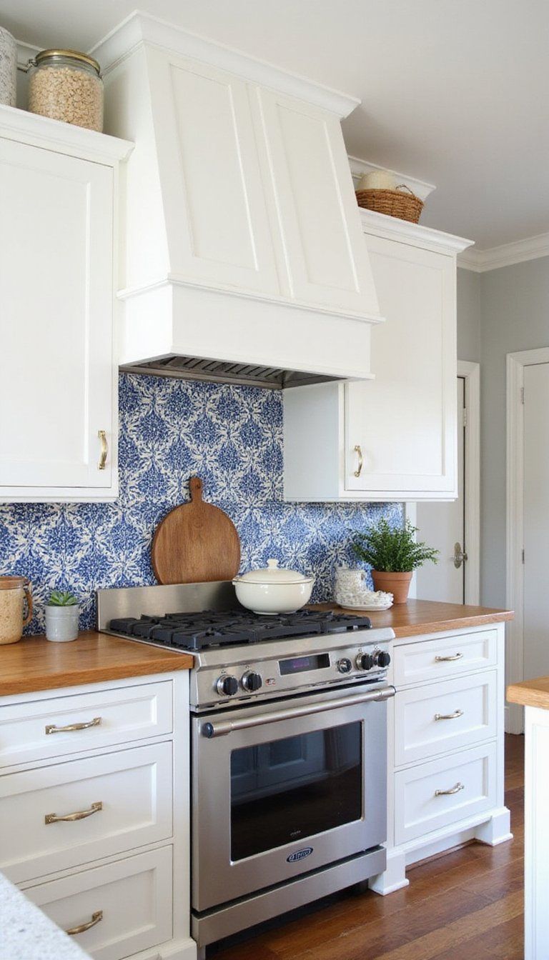 Classic Blue And White Tile Accent Wall