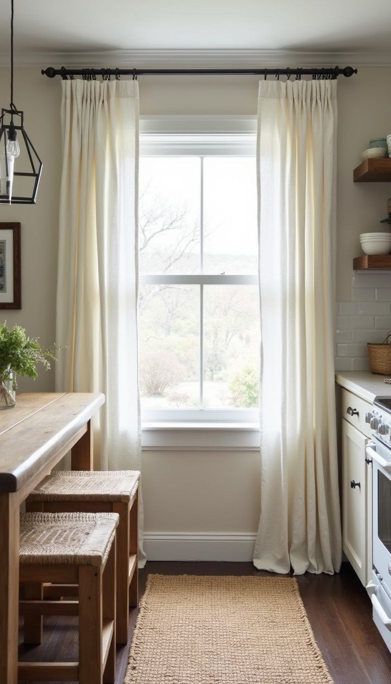 Linen Window Curtains And Soft Textile Layers
