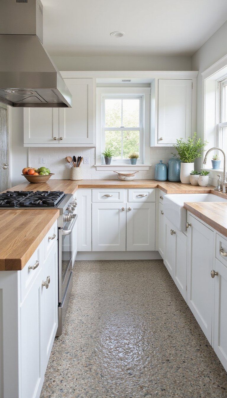 Pebble Tile Floor For Subtle Shoreline Texture