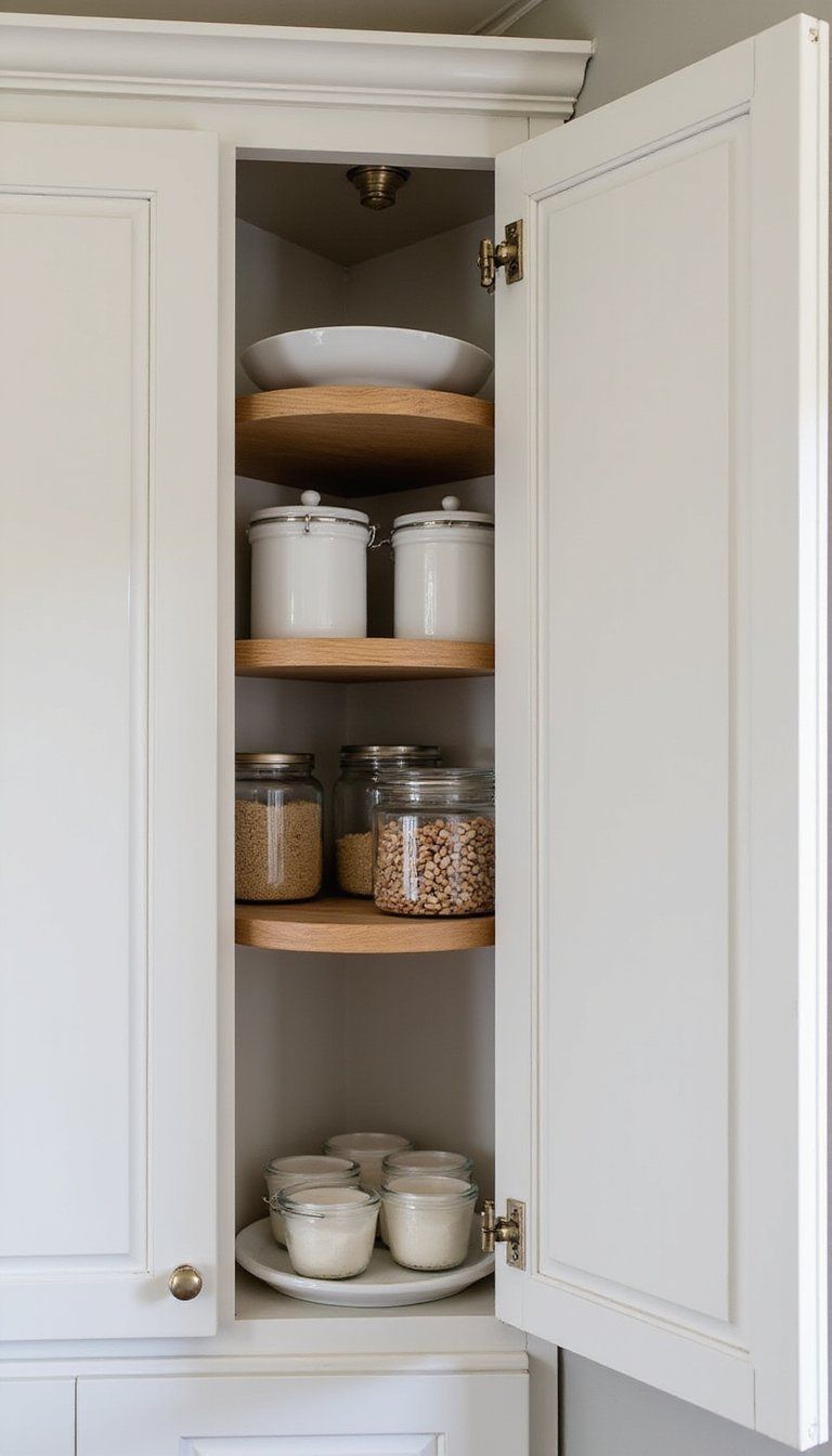 Revolving Corner Shelves For Practical Pantry Access