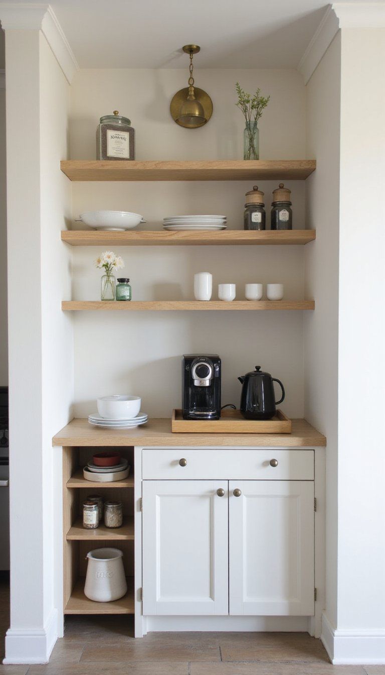 Built-In Nook Coffee Bar With Floating Shelves