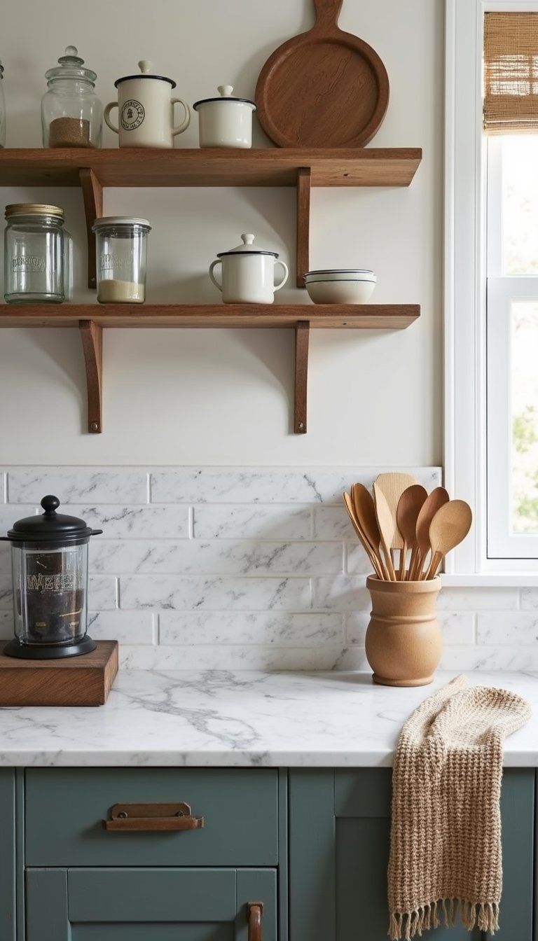 Farmhouse Marble And Wood Coffee Counter Blend