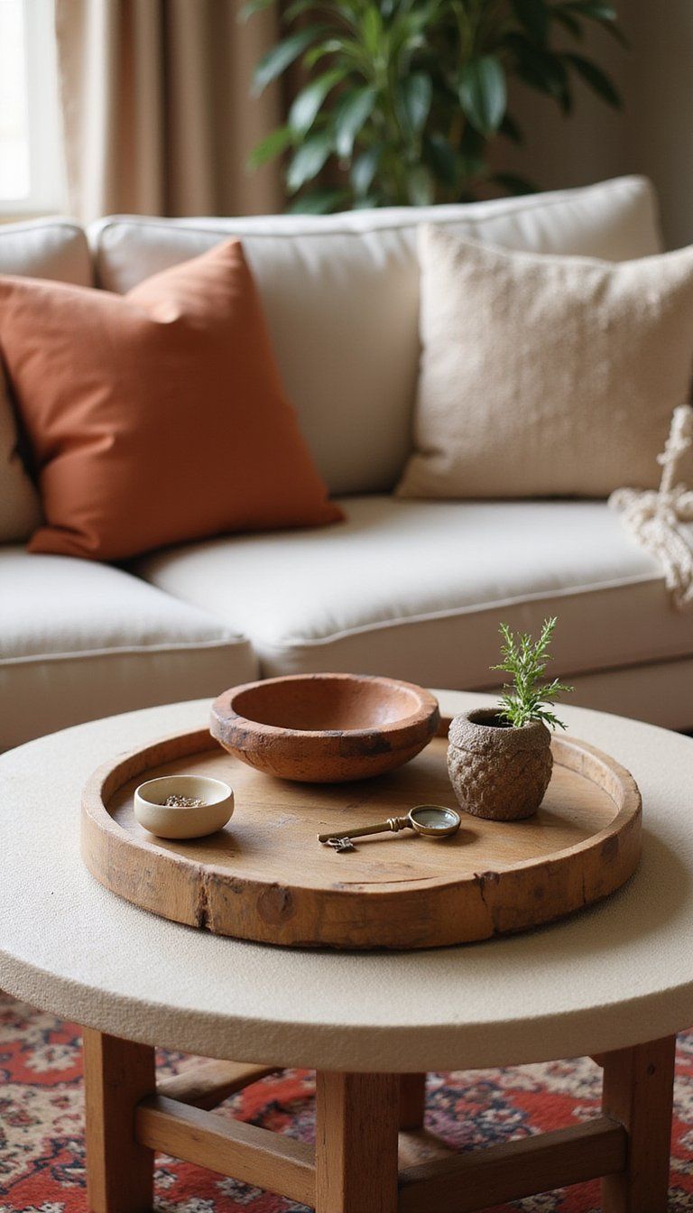 Round Tray Anchoring Eclectic Trinket Groupings