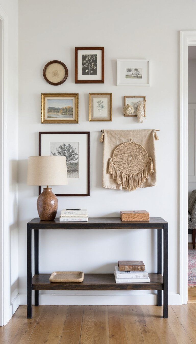 Gallery Wall Above A Slim Console Table