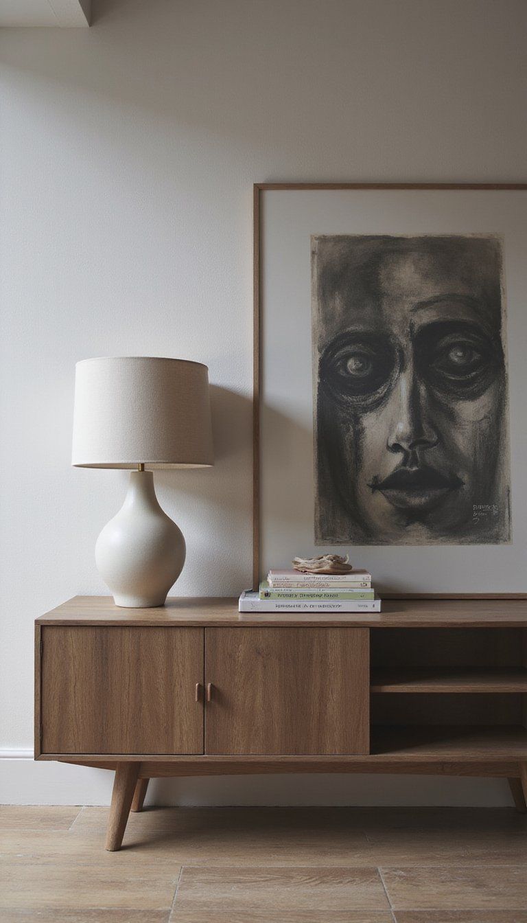 Sculptural Lamp And Art Pairing For Drama
