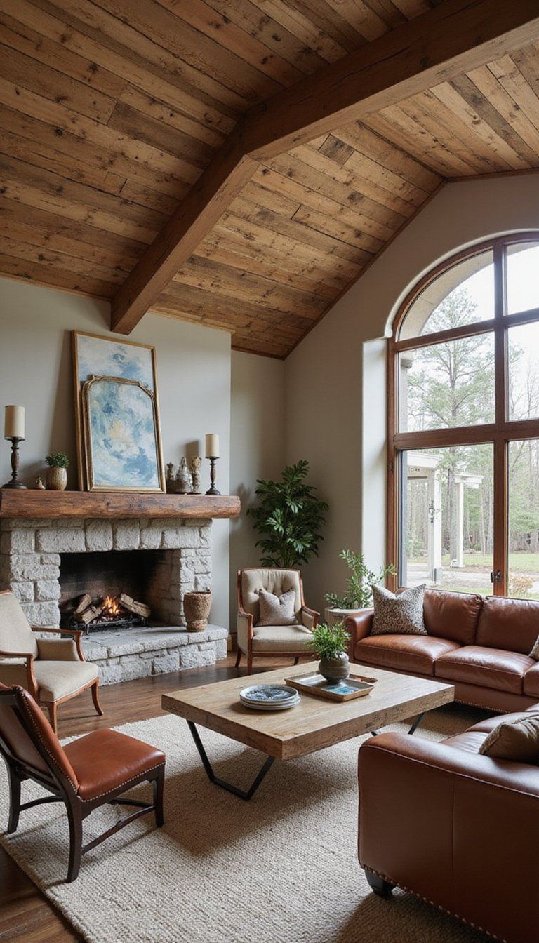 Reclaimed Wood Plank Ceiling For Eco Warmth