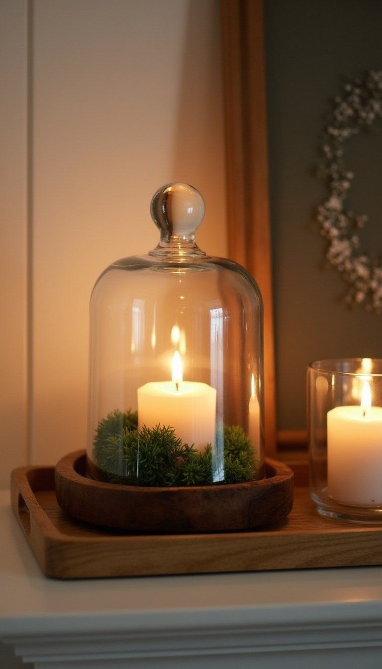 Battery Tea Lights In Glass Cloche Vignettes