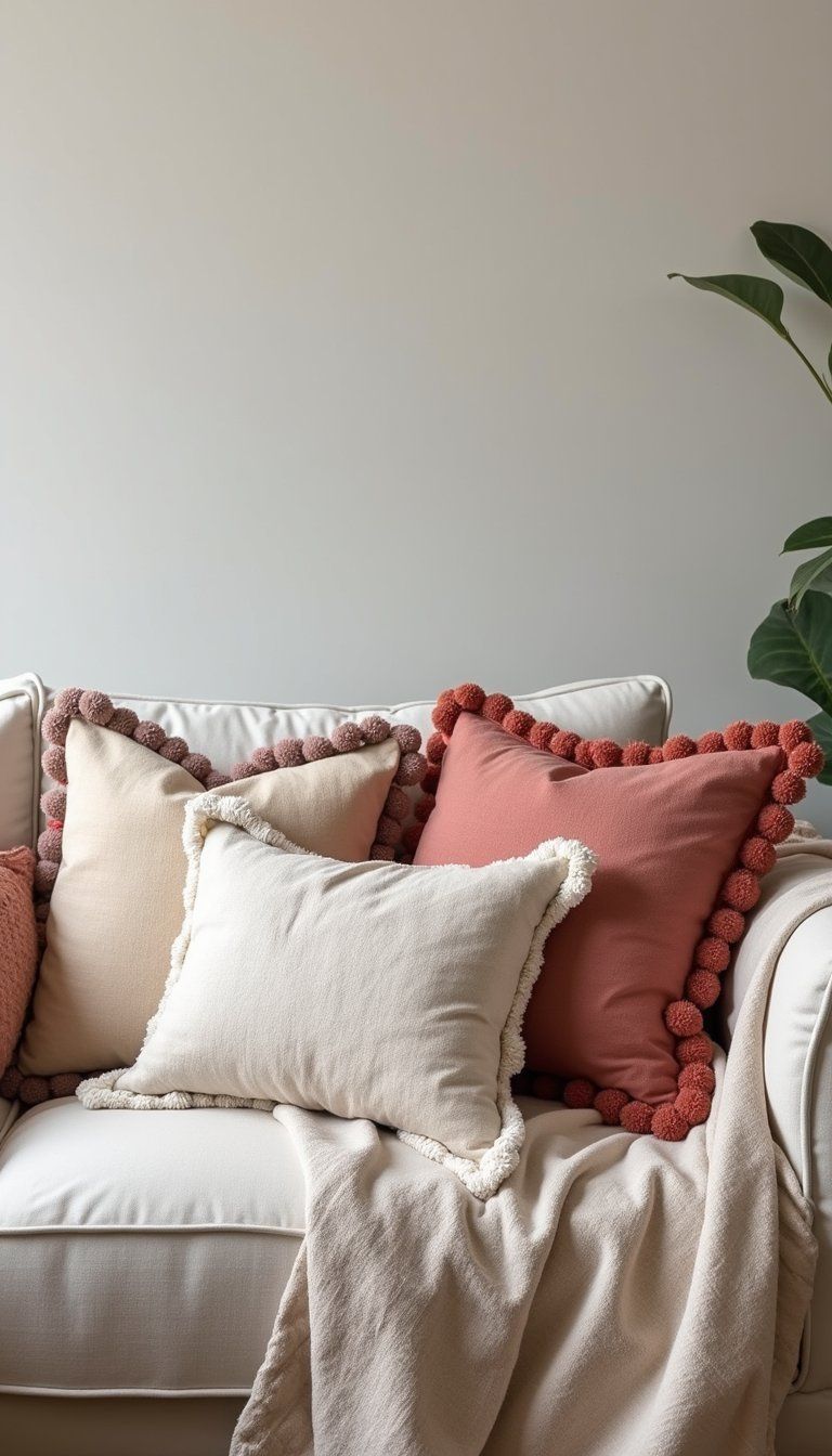 Pom-Pom Pillow Trim For Instant Texture