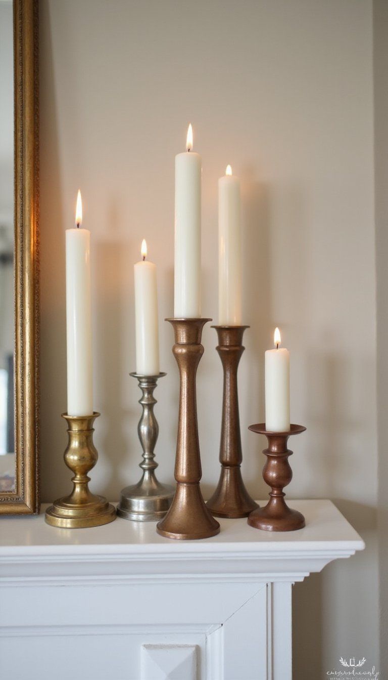 Spray-Painted Candle Holders With Metallic Finish
